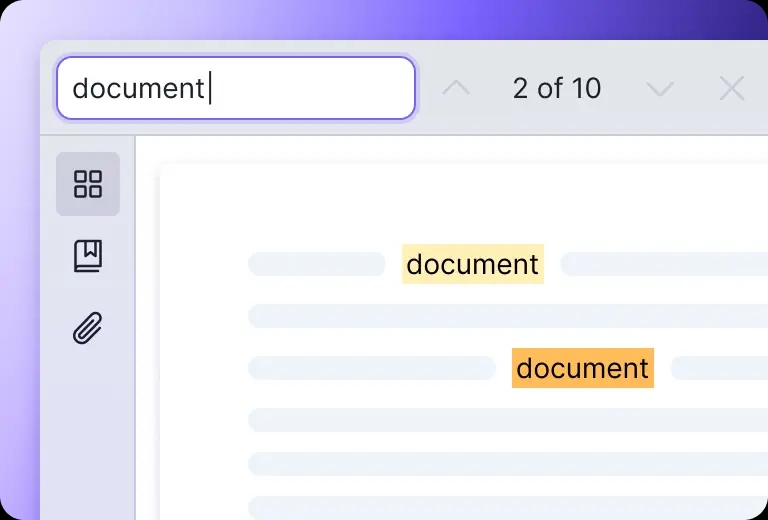 An image which shows that users can search for keywords in the PDF document on the Vue PDF Viewer